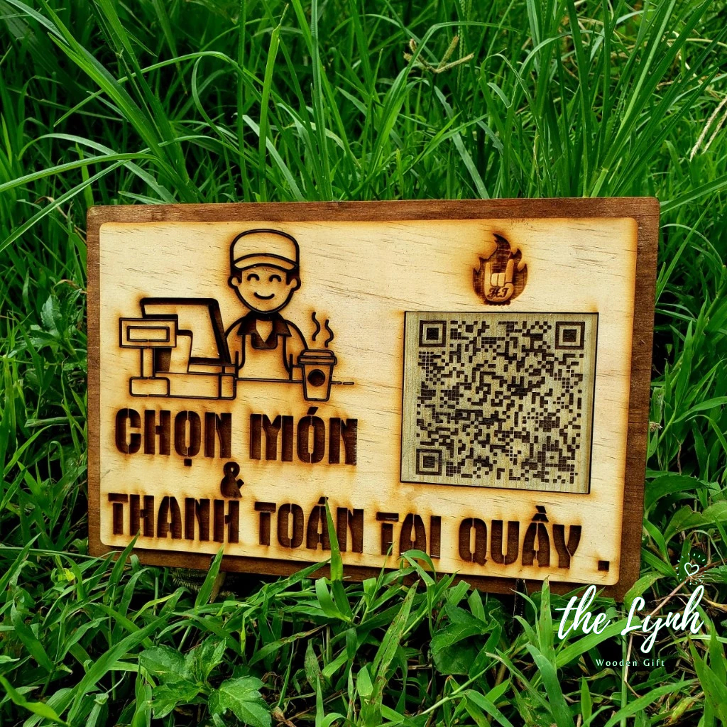 Bảng Gọi món và thanh toán tại quầy - Free Khắc QR,tên quán