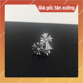 Bông tai unisex Chrome heart cross đá trắng mạ 925(1 chiếc)