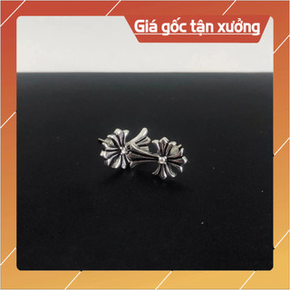 Bông tai unisex Chrome heart cross đá trắng mạ 925(1 chiếc)