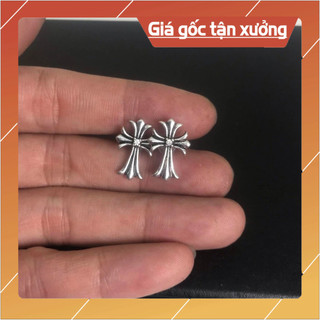 Bông tai unisex Chrome heart cross đá trắng mạ 925(1 chiếc)