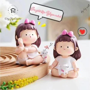 Set Đồ Chơi Quà Tặng Tượng Bé Gái Decor Để Bàn, Trang Trí Xe/ Bàn làm Việc Cute Em Gái Tập Yoga Mini