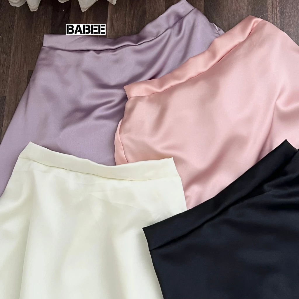 Chân Váy Nữ BABEE Dáng Dài Lưng Chun Chất Lụa Mềm Mại Phong Cách Hàn Quốc Phù Hợp Đi Làm Đi Chơi