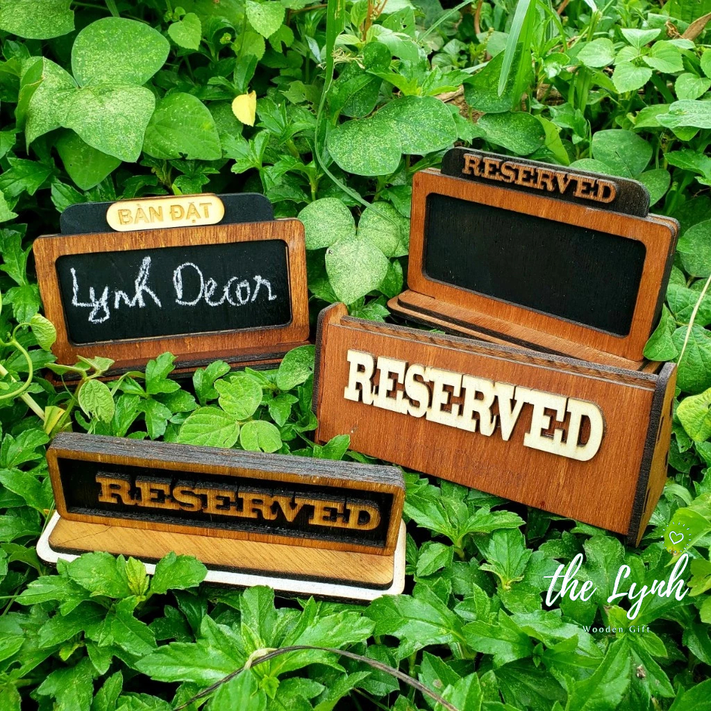 Bảng gỗ bàn đã đặt (reserved) Miễn phí khắc laser,in UV logo 2 mặt - LynhDecor