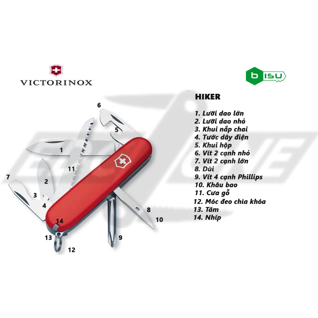 Dụng cụ đa năng Victorinox - 91mm - Hiker Red (Đỏ truyền thống)