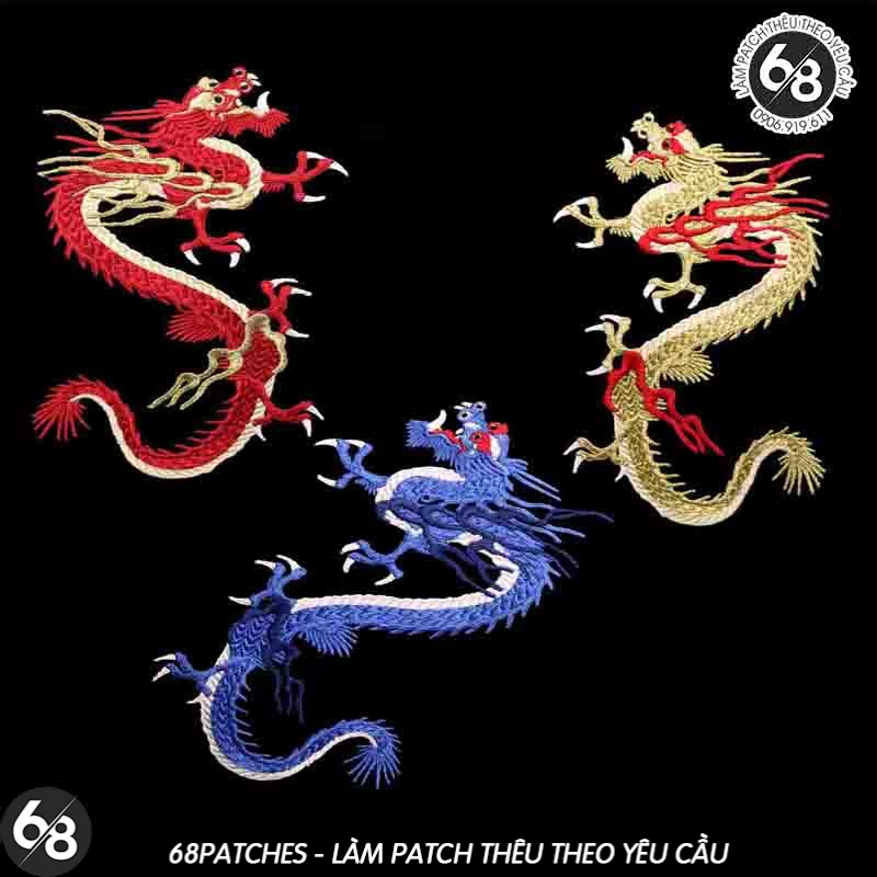 Sticker ủi nhiệt thêu hình logo rồng Dragon đẹp độc lạ ngầu độc đáo ...