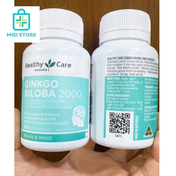 (Date 2028) BỔ NÃO Heathy Care GINKGO BILOBA 2000mg ,100v (2K HC)