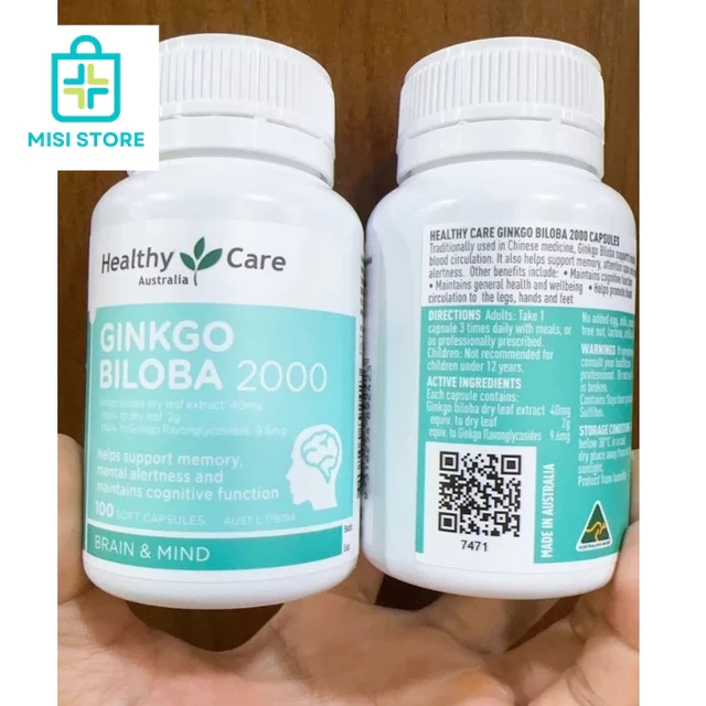 (Date 2028) BỔ NÃO Heathy Care GINKGO BILOBA 2000mg ,100v (2K HC)