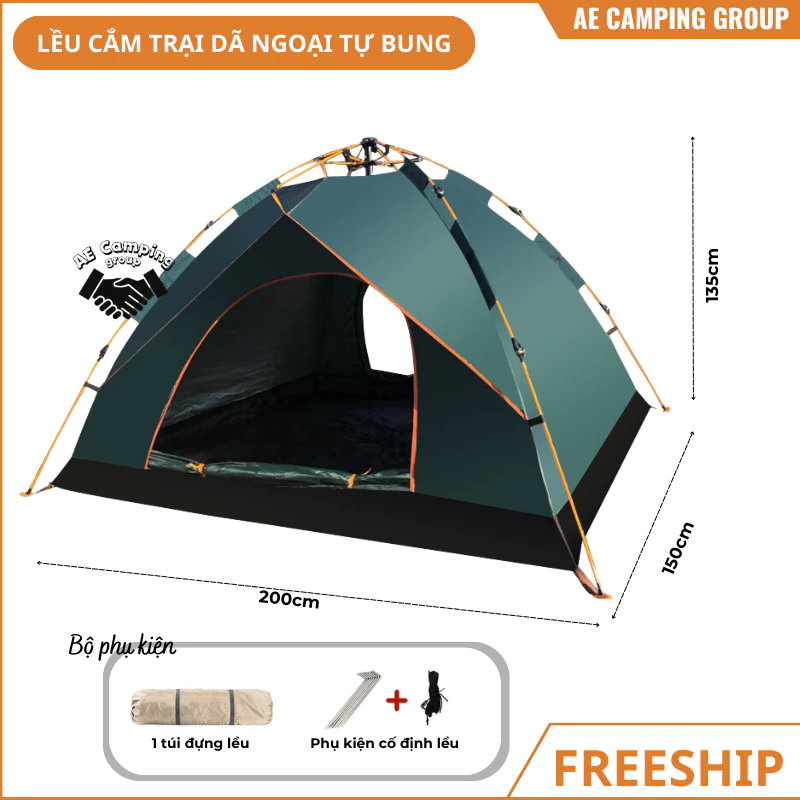 Lều Cắm Trại, lều dã ngoại tự bung, chống tia UV, chống thấm nước, lều tự giãn nở phù hợp 2-6 người