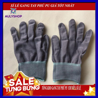 Bịch 12 đôi găng tay bảo hộ lao động sợi mút đen xám, gang tay bao ho lao dong soi den xam sieu ben