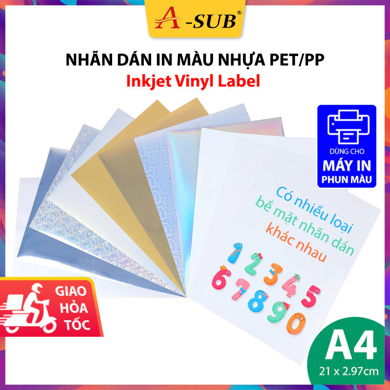 Nhãn Dán In Màu A-Sub Sticker Vinyl Label Khổ A4 20 Tờ, Decal PET/PP ...