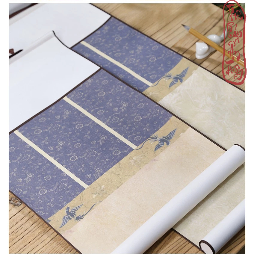 BIÊU BO LỤA NỀN TRANH HUYỀN ĐIỂU 34X178CM