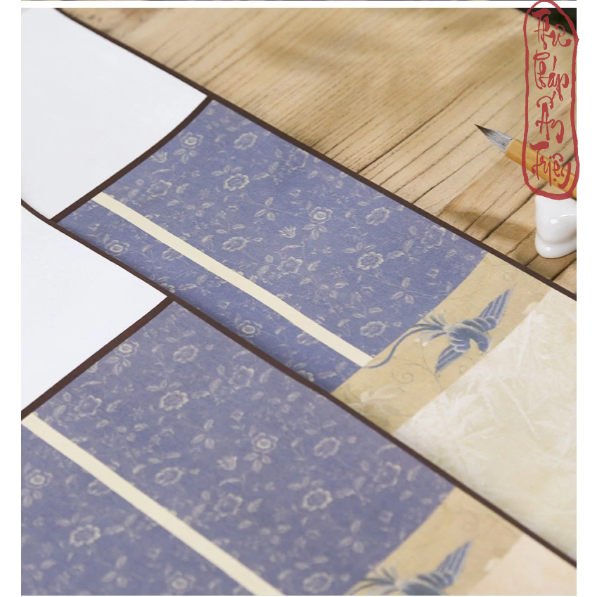 BIÊU BO LỤA NỀN TRANH HUYỀN ĐIỂU 34X178CM