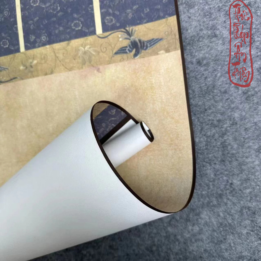 BIÊU BO LỤA NỀN TRANH HUYỀN ĐIỂU 34X178CM
