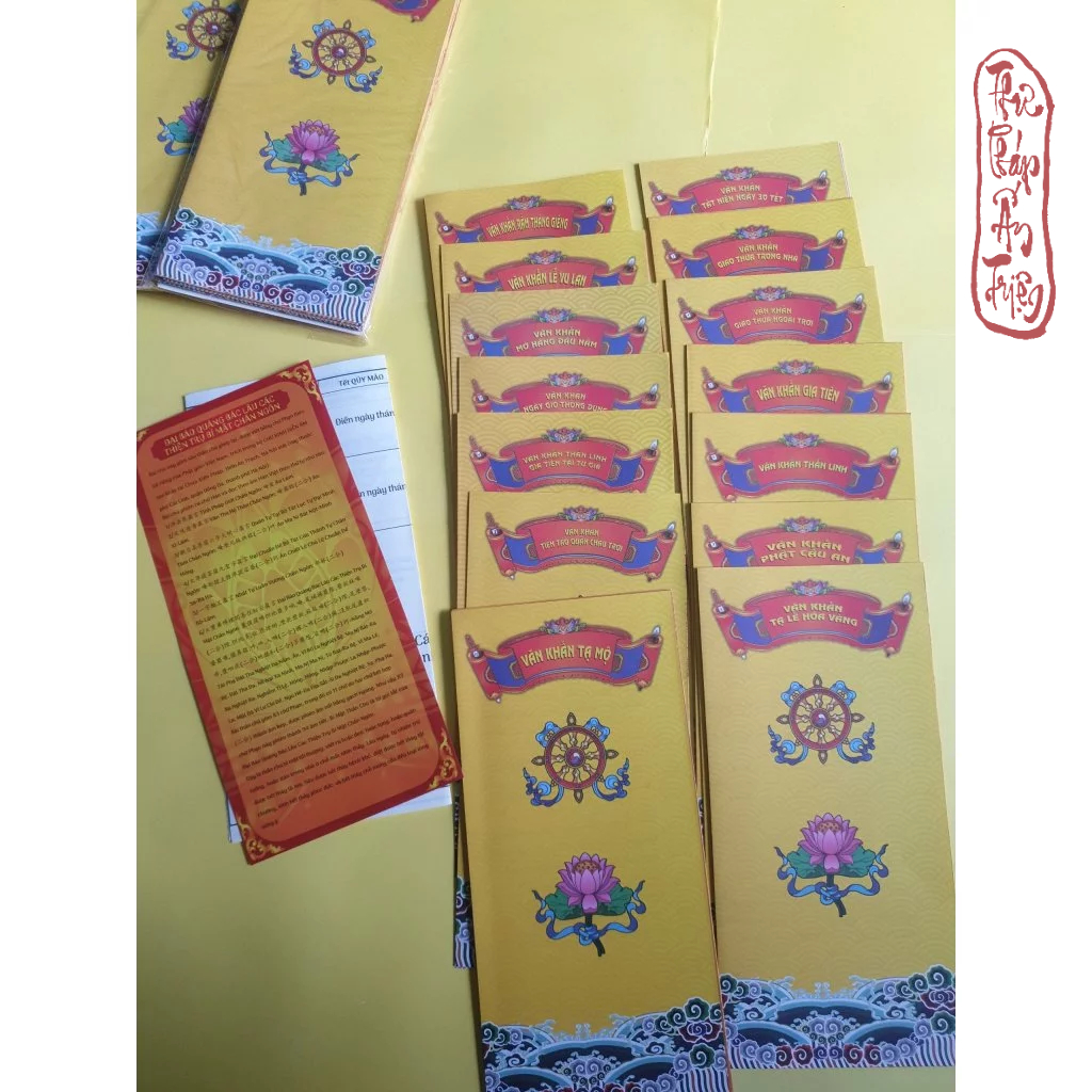 Bộ 14 Lá Sớ Văn Khấn Lễ Tết Cả Năm - Sớ Quốc Ngữ tặng kèm Thần Chú Dán Cửa Nhà Cầu May Mắn Sức Khỏe Bình An