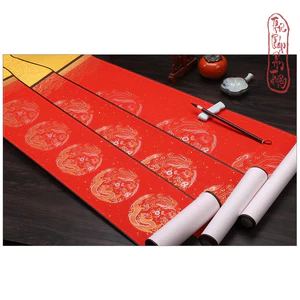 BIỂU BO LỤA VIẾT CÂU ĐỐI LONG PHỤNG MÀU ĐỎ MAY MẮN CHÚC TẾT ĐẦU NĂLM