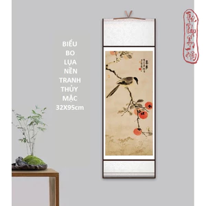 Biểu bo lụa in nền thủy mặc trúc thạch