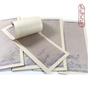 Tập 20 tờ Giấy Xuyến Chỉ Luyện Viết Chữ Thư Pháp In Nền Hoa Điểu Thủy Mặc Cổ Trang