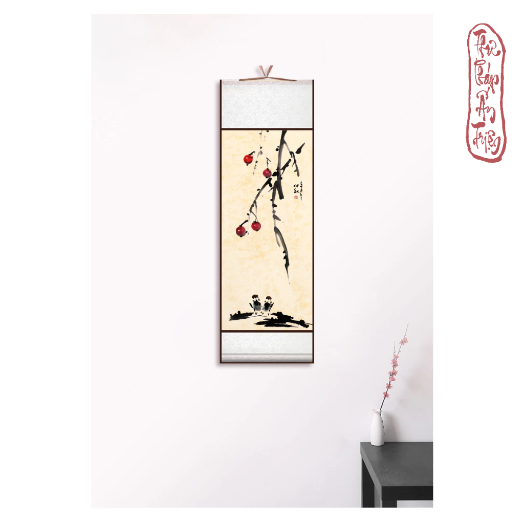 Biểu bo lụa in nền thủy mặc trúc thạch