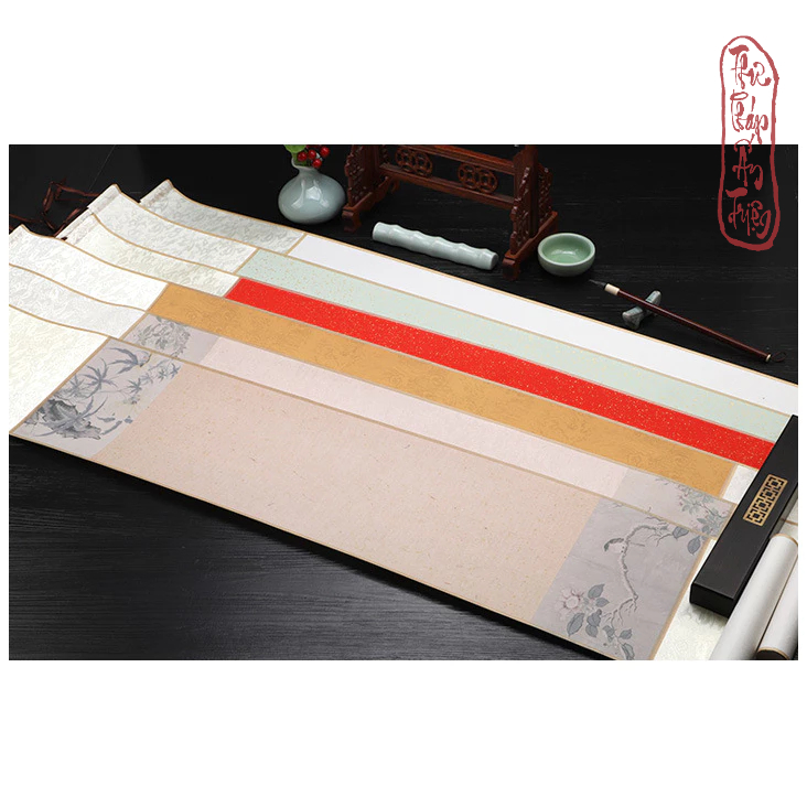 BIỂU BO LỤA THỦY MẶC TRÚC ĐIỂU NGHINH XUÂN SIZE MINI 17*110CM