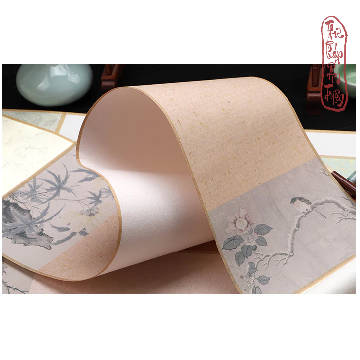 BIỂU BO LỤA THỦY MẶC TRÚC ĐIỂU NGHINH XUÂN SIZE MINI 17*110CM