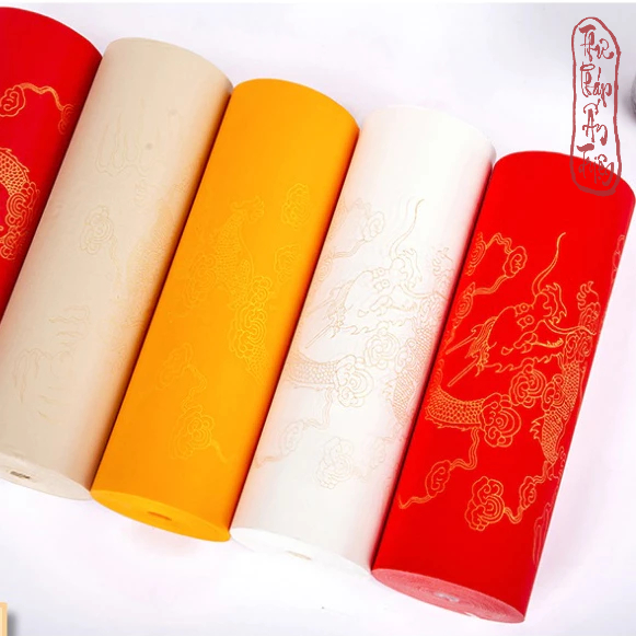 GIẤY VIẾT THƯ PHÁP Cuộn 20m Giấy Xuyến Chỉ Hoa Văn Rồng Cưỡi Mây có miễn phí vận chuyển có mã giảm giá