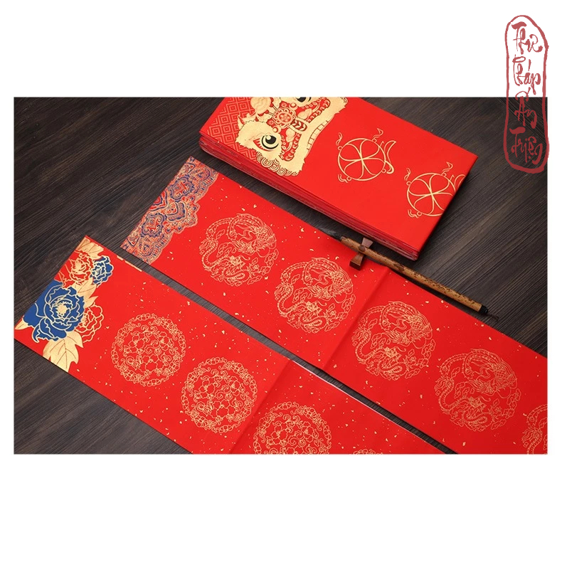 [ 3 hoặc 5 bộ ] GIẤY VIẾT CÂU ĐỐI ĐỎ - LIỄN GIẤY XUYẾN CHỈ ĐỎ VIẾT CÂU ĐỐI THƯ PHÁP