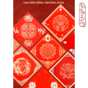 20 tờ Giấy Xuyến Chỉ Vuông Đỏ Viết Chữ Hoa Văn Loại Đẹp