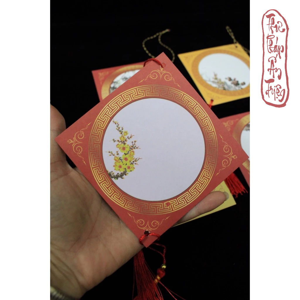 GIẤY THƯ PHÁP XẤP 5 LIỄN CỨNG MINI QUẢ TRÁM VIẾT CHỮ THƯ PHÁP TREO CÀNH MAI CÀNH ĐÀO có miễn phí vận chuyển