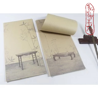 Tập 20 tờ Giấy Xuyến Chỉ In Nền Tranh Sen Trúc Thủy Mặc Viết Chữ Thư Pháp Việt / Trung