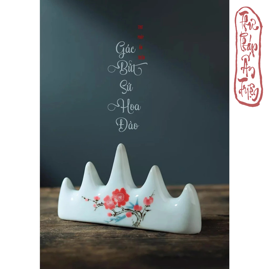 ( CÓ GÁC GỖ ) GÁC BÚT SỨ HOA ĐÀO