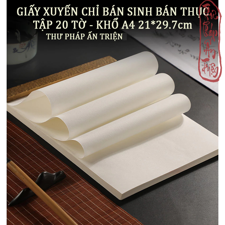 GIẤY Thư Pháp Tập 20 tờ giấy xuyến chỉ trơn khổ A4 luyện viết chữ vẽ tranh thư pháp thủy mặc có miễn phí vận chuyển