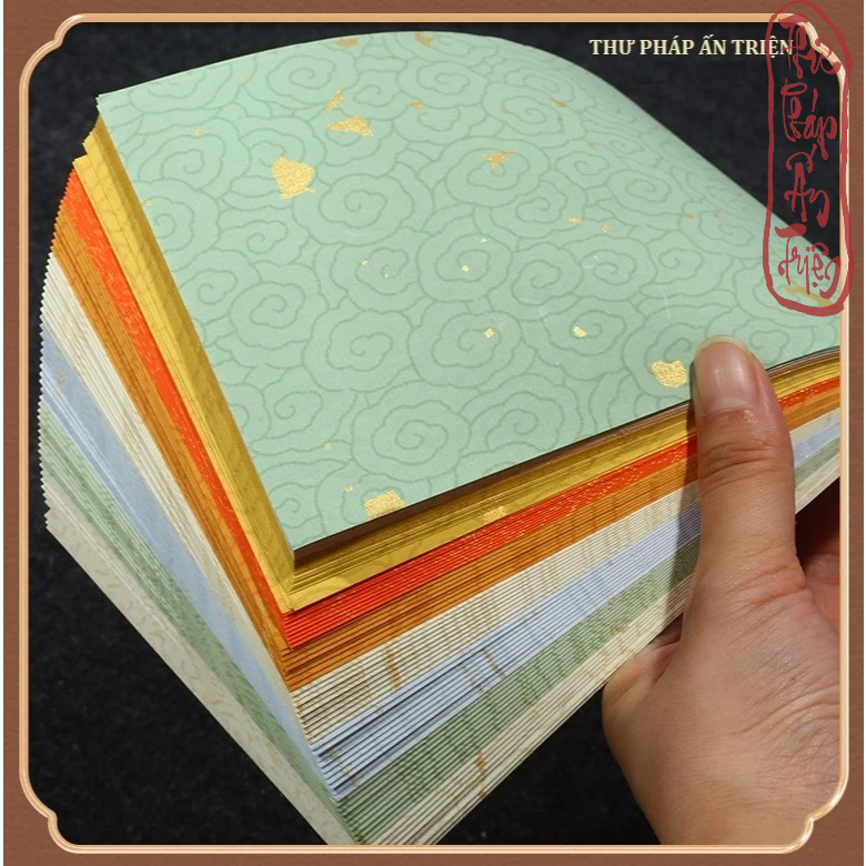 GIẤY VIẾT THƯ PHÁP ( 10 Màu ) Xấp 50 tờ Giấy Xuyến Chỉ Lâm Thiếp Luyện Viết Chữ Thư Pháp Hán Việt Cổ Trang có khuyến mại