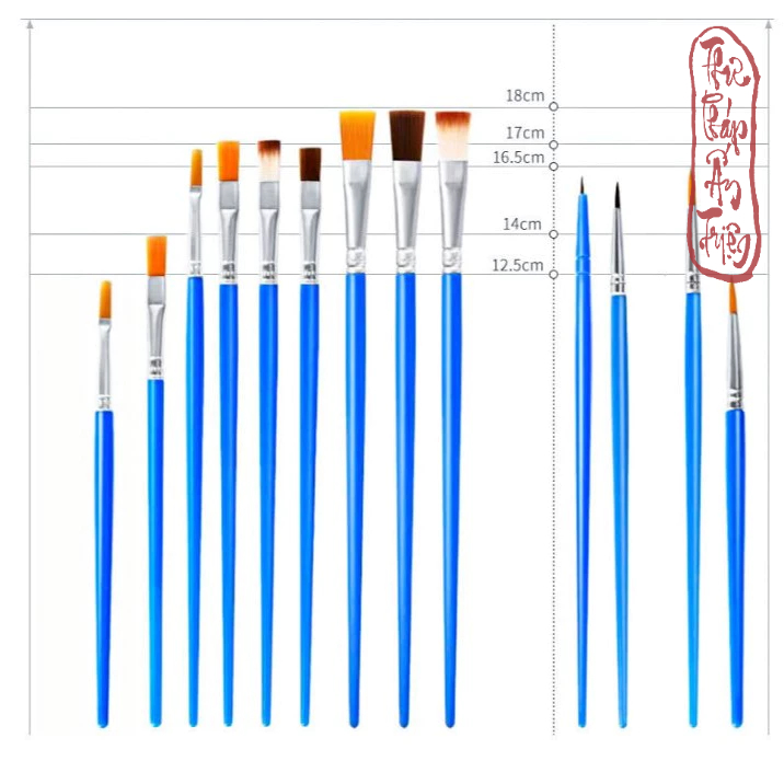 Bộ 10 cọ vẽ màu nước, sơn dầu chuyên nghiệp sợi Artist Brush
