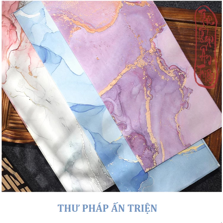 ( Mix 10 mẫu ) 20 Tờ Giấy Xuyến Chỉ Luyện Viết Chữ Thư Pháp Hán Việt Lâm Thiếp Đàn Kỳ Mặc Lưu Loang Màu Cổ Trang