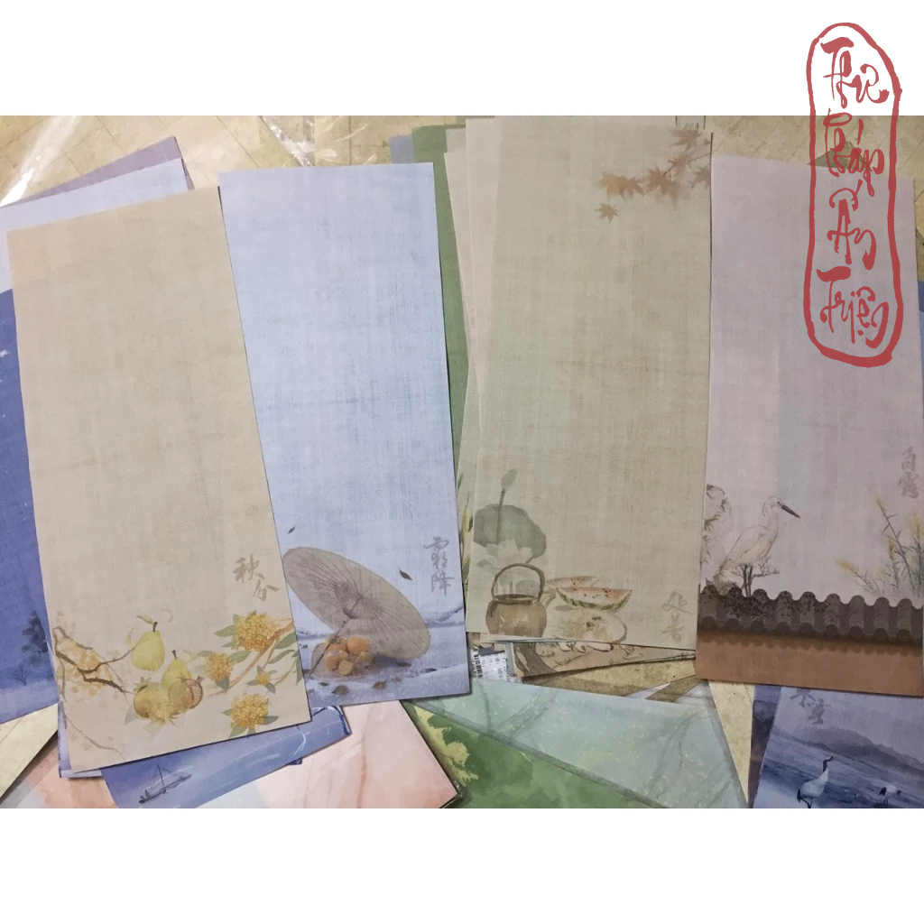 [Tập 24 Tờ 24 Mẫu] Giấy Xuyến Chỉ Cổ Phong Xuân Hạ Thu Đông Viết Thư Pháp Hán Việt