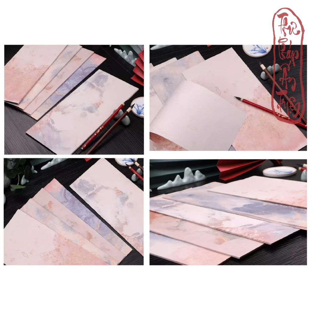 GIẤY VIẾT THƯ PHÁP[ Mix 5 mẫu ] 20 Tờ Giấy Xuyến Chỉ Luyện Viết Chữ Thư Pháp Hán Việt Lâm Thiếp Cổ Phong Thanh Lịch....