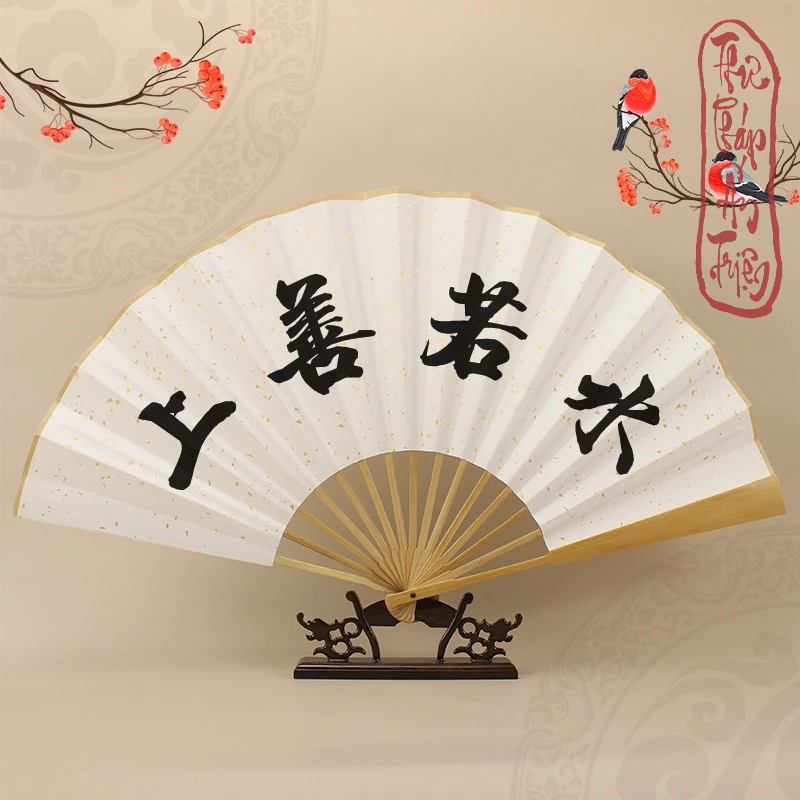 QUẠT XẾP VIẾT CHỮ THƯ PHÁP PHONG CÁCH CỔ TRANG