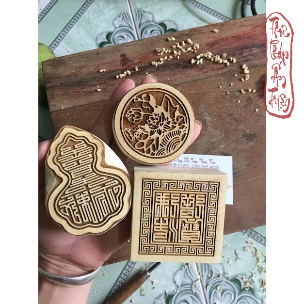 DẤU ẤN TRIỆN GỖ CÁC MẪU THÔNG DỤNG TAM BẢO - NGỌC HOÀNG - LIÊN HOA - NHÀ TRẦN