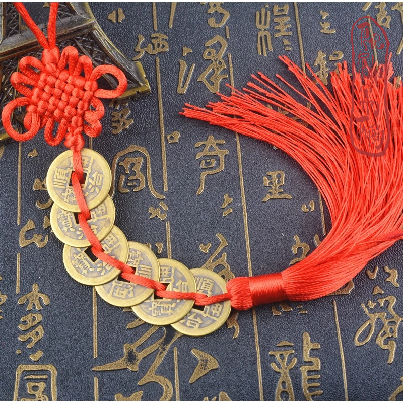 Dụng Cụ PHONG THỦY Dây xu ngũ đế, dây tua rua treo phong thủy - Đồng tâm kết xu may mắn tua rua phong cách cổ trang ....