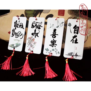 10 Liễn Mini Thư Pháp Cổ Trang In 2 Mặt Làm Bookmark, Treo Cành Mai Đào Tết