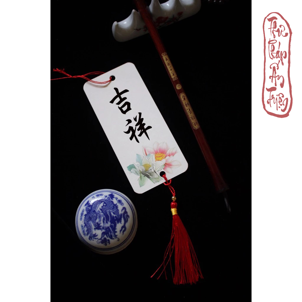 10 Liễn Mini Thư Pháp Cổ Trang In 2 Mặt Làm Bookmark, Treo Cành Mai Đào Tết
