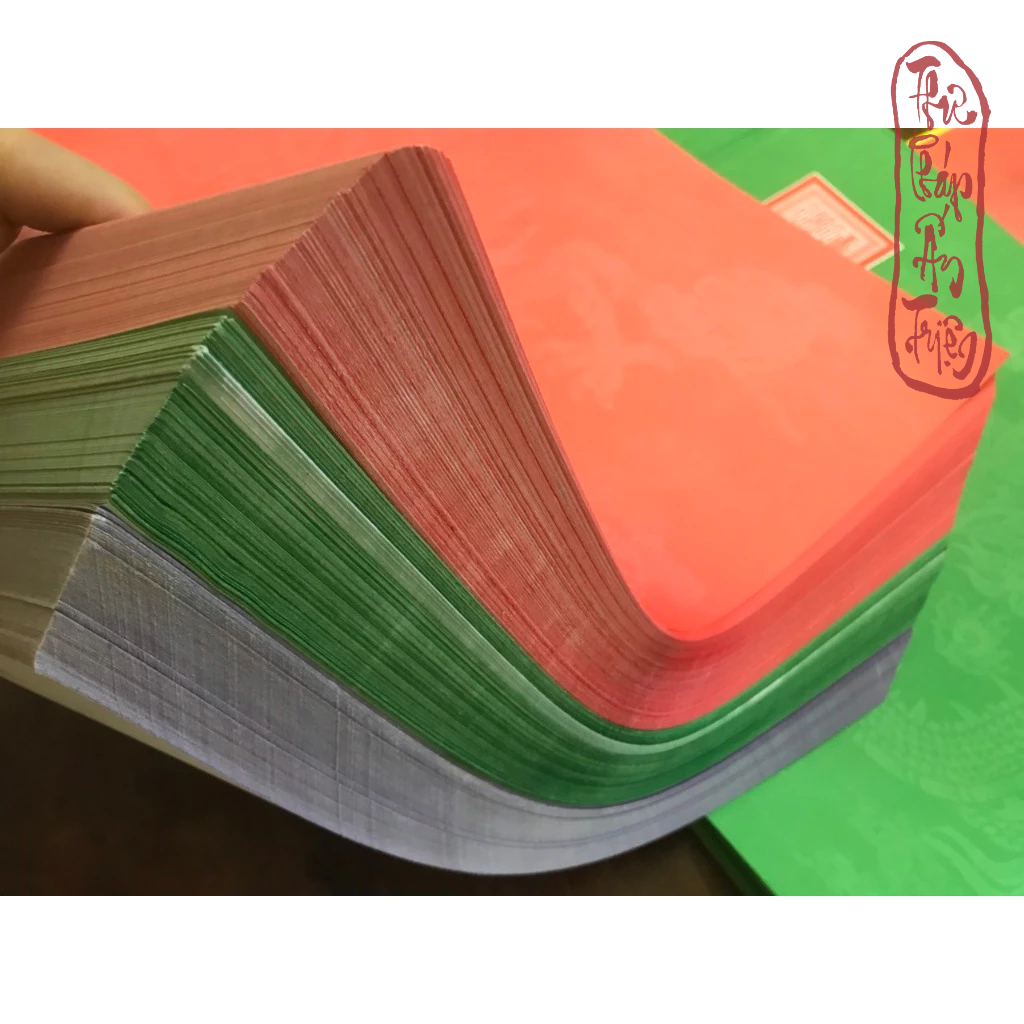 200 Tờ Giấy In Sớ Khổ A3s Hoa Văn Rồng Có Ấn Nhiều Màu