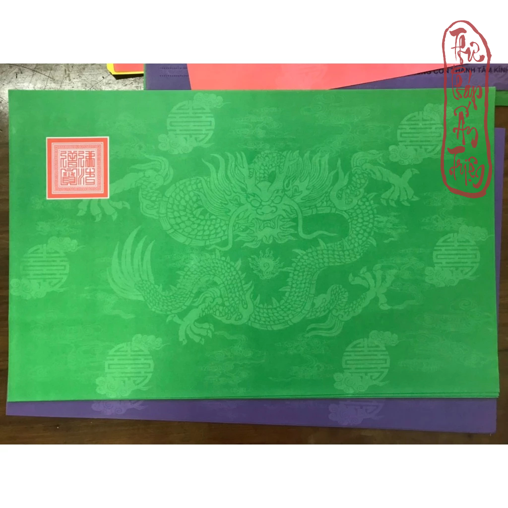200 Tờ Giấy In Sớ Khổ A3s Hoa Văn Rồng Có Ấn Nhiều Màu