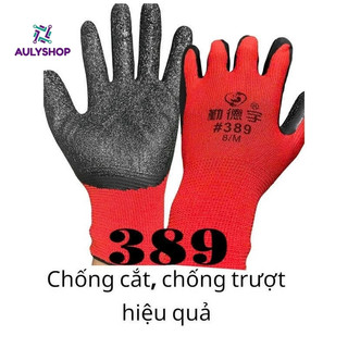 [LOẠI 1] Găng tay phủ cao su sần 379 loại dày 750gram/bịch, găng tay lao động, găng tay PU