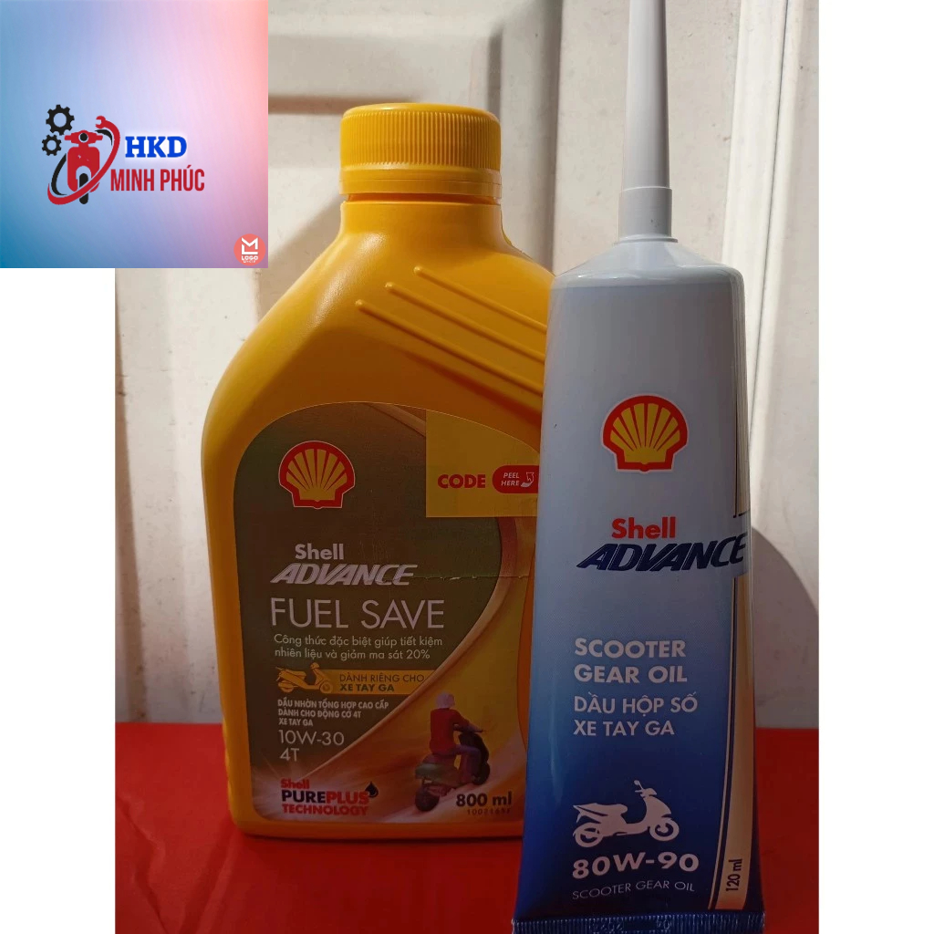 COMBO Dầu hộp số + Dầu Nhớt xe ga Shell Advance Fuel Save 10W30 tiết ...