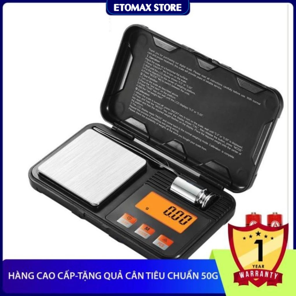 Cân tiểu ly bỏ túi CX-Series 50g/0.001 gram, đã hiệu chuẩn tặng kèm quả cân 50g, chính xác tới miligram