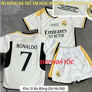 Bộ Quần Áo Bóng Đá Trẻ Em CLB Real Madrid in Sẵn Tên Số Cầu Thủ