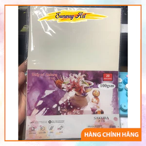 Giấy vẽ sakura 100gsm khổ A3/A4 phác hoạ,vẽ chì,chì màu,...tập 20 tờ