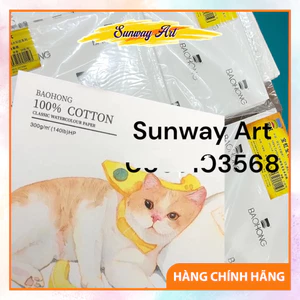 Giấy Baohong 300gsm 100% cotton vẽ màu nước khổ A4 lỡ vân Cold, vân Hot, vân Rough