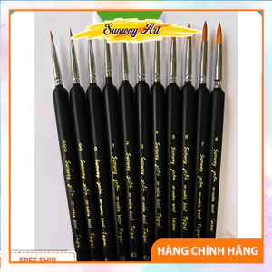 Cọ vẽ đầu tỉa Sunway Boot chuyên dụng tô tranh tô màu theo số màu nước màu acrylic